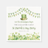 Groene Waterverf Shamrock St Patrick's Day Party Servet (Voorkant)