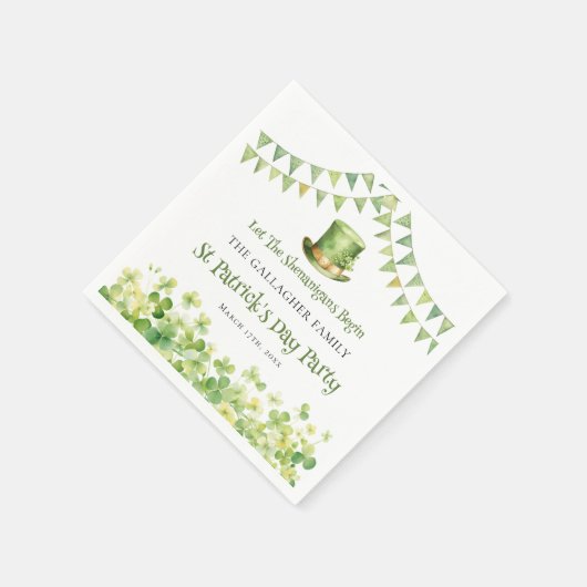 Groene Waterverf Shamrock St Patrick's Day Party Servet (Hoek)