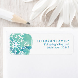 Groene Waterverf Snowflake Etiket