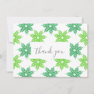 Groene Waterverf Snowflake Patroon Bedankkaart