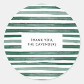 Groene Waterverf Stripes Ronde Sticker (Voorkant)