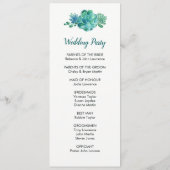 Groene Waterverf Succulent Trouwprogramma's Programma (Achterkant)