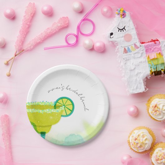 Groene Waterverf Tacos & Tequila Bruidsfeest Papieren Bordje (Feest)