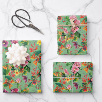 Groene Waterverf Tropical Floral Wrapping Paper