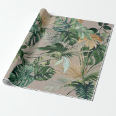 Groene Waterverf Tropische bladeren Cadeaupapier (Uitgerold)