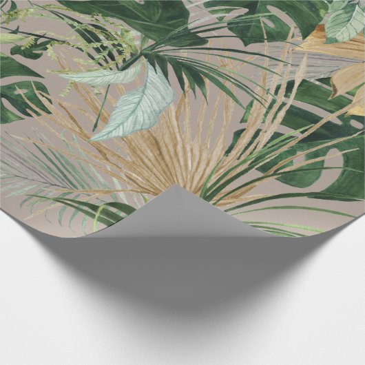 Groene Waterverf Tropische bladeren Cadeaupapier (Hoek)