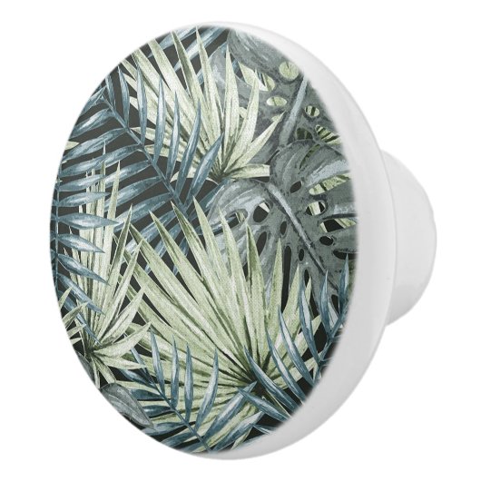 Groene Waterverf Tropische bladeren Keramische Knop (Rechts)