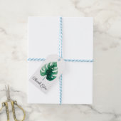 Groene Waterverf Tropische Monstera Leaf Dank u Cadeaulabel (Met Touw)