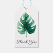 Groene Waterverf Tropische Monstera Leaf Dank u Cadeaulabel (Voorkant)