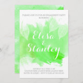 Groene waterverf & verlaat bruiloft verlovingsfees kaart (Voorkant / Achterkant)