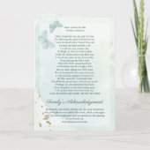 Groene Waterverf Vlinderbegrafenisdiensten Programma (Achterkant)