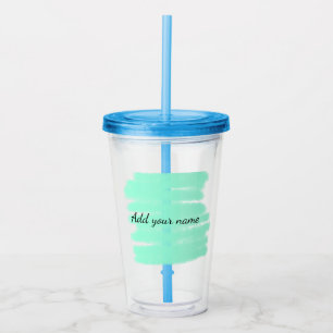 Groene waterverf voeg naam tekstbericht hier gooie acryl drinkbeker