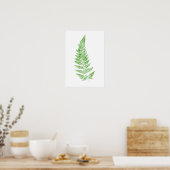 groene waterverf voor fern-schijfblad poster (Keuken)