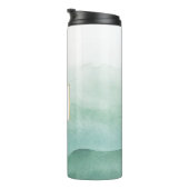 Groene Waterverf Waves Monogram Tumbler Thermosbeker (Geroteerd rechts)