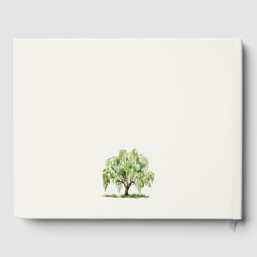 Groene Waterverf Willow Tree Boerderij Weddenschap Gastenboek (Achterkant)