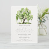 Groene Waterverf Willow Tree Couples Shower Invite Bedankkaart (Staand voorkant)