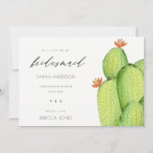 GROENE WATERVERF WOESTIJN CACTUS BLOEM BRUIDSJUFFE KAART (Voorkant)