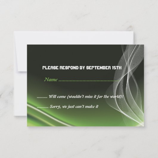 Groene wegbiker/motorfiets bruiloft RSVP reactie (Achterkant)