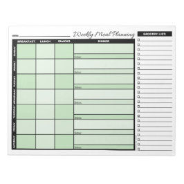 Groene Wekelijkse Meal Planner met Grocery List Notitieblok