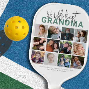 Groene Wereld Beste Oma   Fotocollage Pickleball Paddle