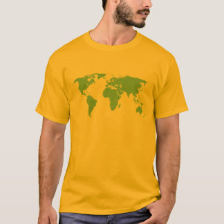 Groene Wereldkaart met landen t-shirt