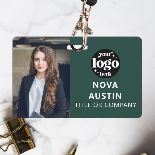 Groene werknemer Foto-ID met QR-code Business Logo Badge