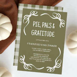 Groene Whimsical Hand Getekende Friendsgiving-dine Kaart