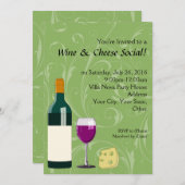 Groene Wijn en Kaas Sociale Partij Platte Uitnodig Kaart (Voorkant / Achterkant)