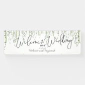 Groene wijnstokken Welkom op onze bruiloft 3x8 voe Spandoek (Horizontaal)