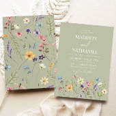 Groene Wildbloem Wilde Bloem Bloemen Tuin Bruiloft Kaart