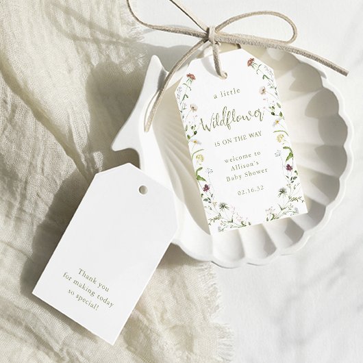 Groene Wilde Bloem Rustieke Boho Baby Shower  Cadeaulabel