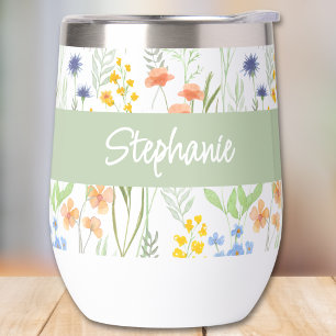 Groene Wilde Bloem Waterverf Monogram Naam