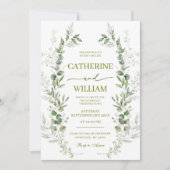 Groene Wilde Bloemen Bruiloft Kaart (Voorkant)
