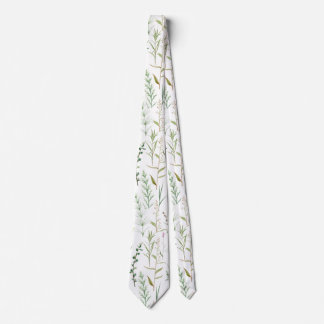 Groene wilde bloemen stropdas