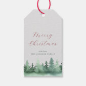 Groene Wilde Bos Kerstbomen Cadeaulabel (Voorkant)