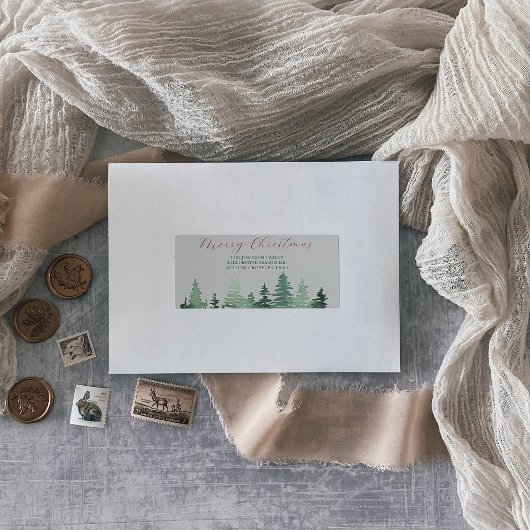 Groene Wilde Bos Kerstbomen Retouradres Etiket