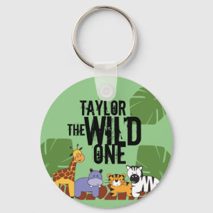 Groene wilde eenSafari-dieren gepersonaliseerd Sleutelhanger