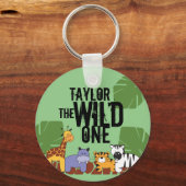Groene wilde eenSafari-dieren gepersonaliseerd Sleutelhanger (Voorkant)