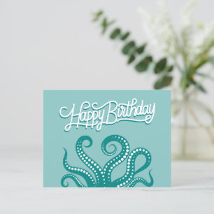 Groene Wilde Octopus Tentakels Gelukkig Verjaardag Briefkaart