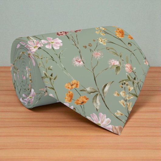 Groene Wildflower Garden Bloemen Spring Meadow Stropdas