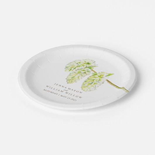 Groene wilgen catkins aangepaste bruiloft borden papieren bordje (Gekanteld)