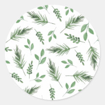 Groene Winter Bliss Bloemen Kerst sticker