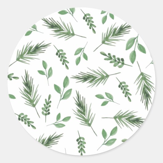Groene Winter Bliss Bloemen Kerst sticker (Voorkant)