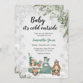Groene Winter Bos Baby Shower Kaart (Voorkant / Achterkant)