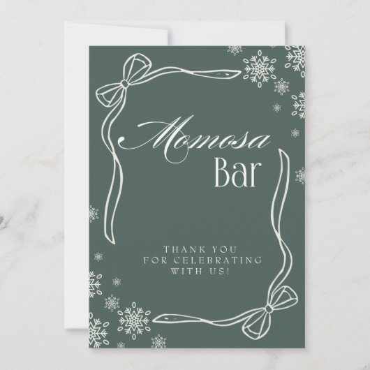 Groene Winter Coquette "Momosa" Mimosa Tafelteken Kaart (Voorkant)