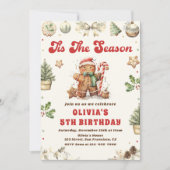 Groene Winter Kerstmis Gingerbread Cookie Verjaard Kaart (Voorkant)