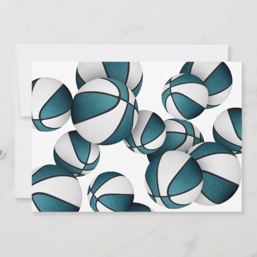 groene witte basketbal jongens meisjes verjaardags kaart (Achterkant)