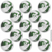 Groene witte basketbal stickers voor 13 atleten (Voorkant)