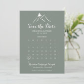 Groene Witte Berg Sla de Datumkalender op Save The Date (Staand voorkant)