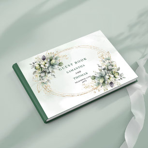 Groene Witte Blad Waterverf Trouwgastenboek Gastenboek